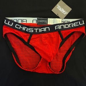 Andrew Christian Red Peepshow Mesh Brief NWT